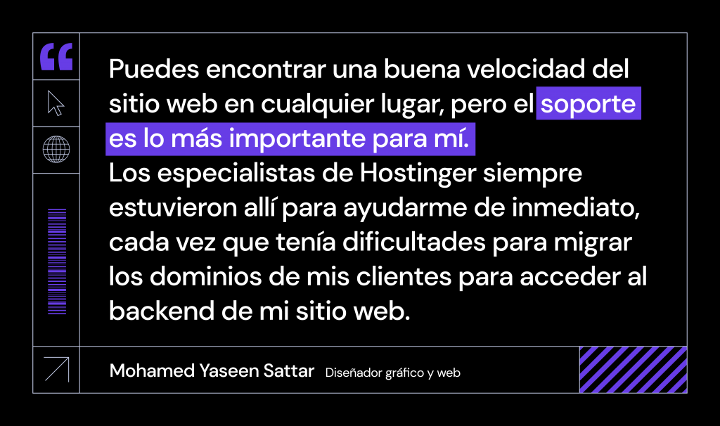 Cita de Mohamed Yassen Sattar hablando sobre la velocidad de los sitios web