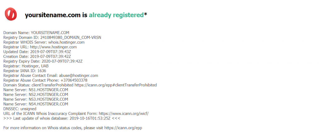 Verifique los servidores de nombres de dominio con WHOis.net