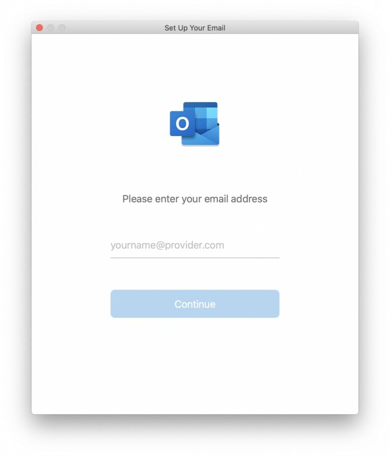 Elegir configurar la cuenta manualmente en la pantalla de bienvenida de Microsoft Outlook 2019.