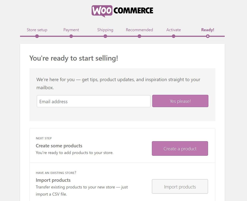 Terminado de configurar WooCommerce.