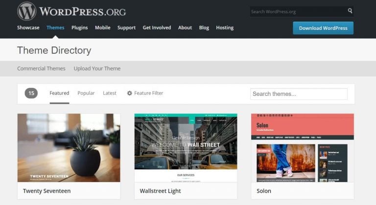 directorio de plantillas de WordPress
