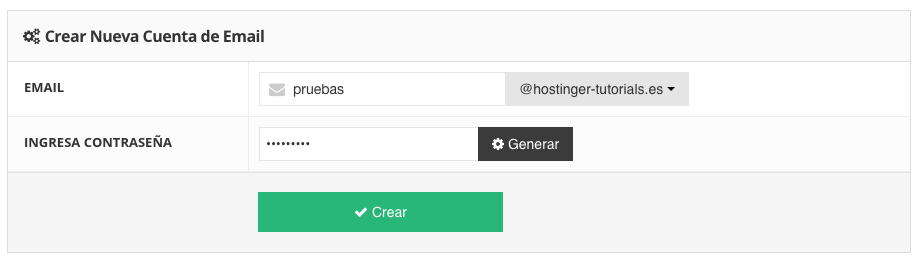 crear cuenta de correo en panel de hosting