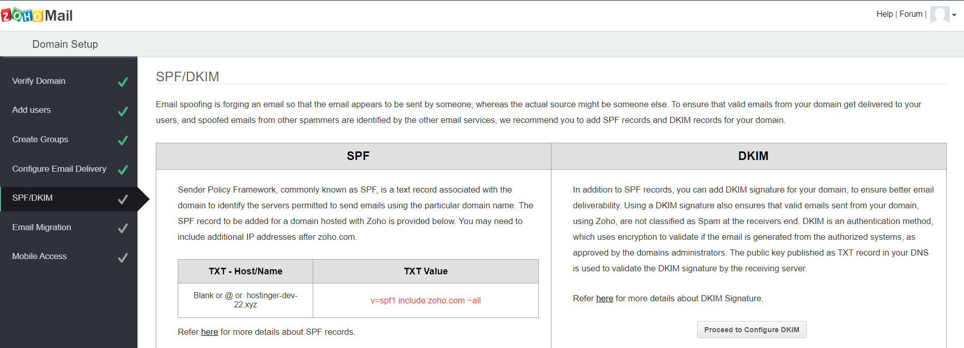 Configurar SPF y DKIM en Zoho Mail 