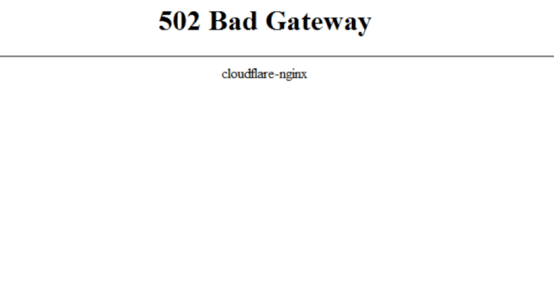 Error 502 bad gateway al usar CloudFlare versión 1