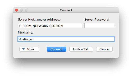 Conexión al servidor TS3 que se ejecuta en Mac