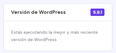 Saber versión de WordPress con hPanel