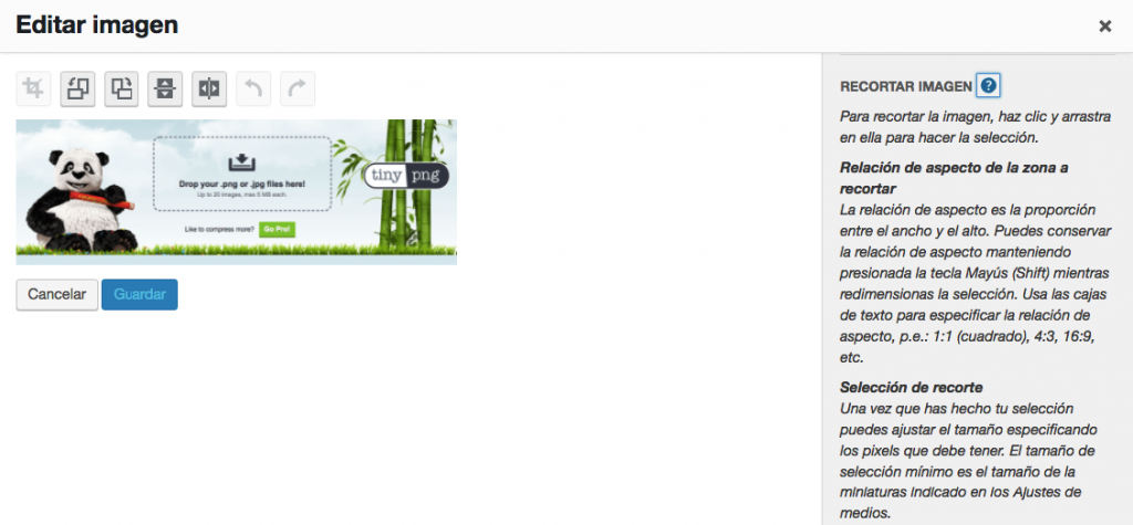 recortar imágenes wordpress