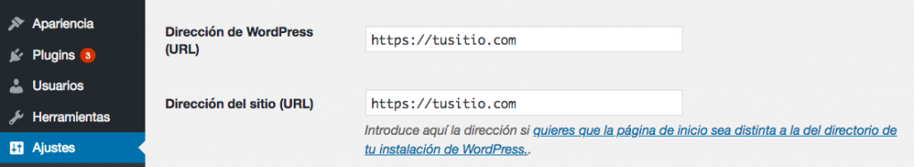 Cambiar la URL de tu sitio web de WordPress.