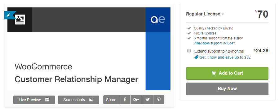 El plugin WooCommerce Customer Relationship Management.