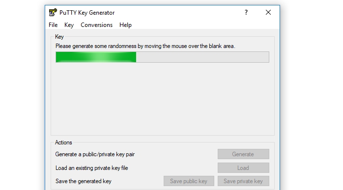 Generar claves en la aplicación PuTTY Key Generator