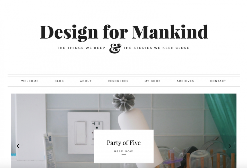 Página de inicio de Design for Mankind
