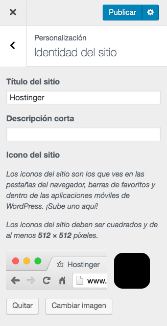 Personalizador de WordPress- cómo cargar un favicon