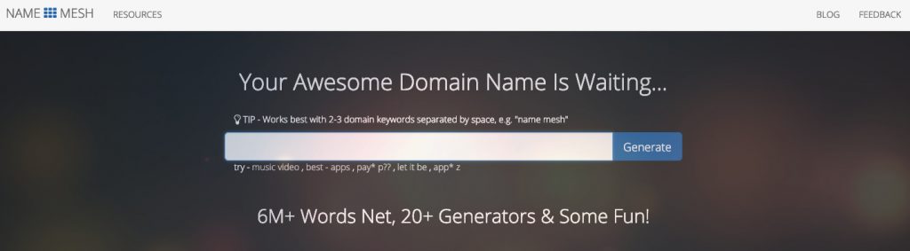 name mesh generador de nombres de blog