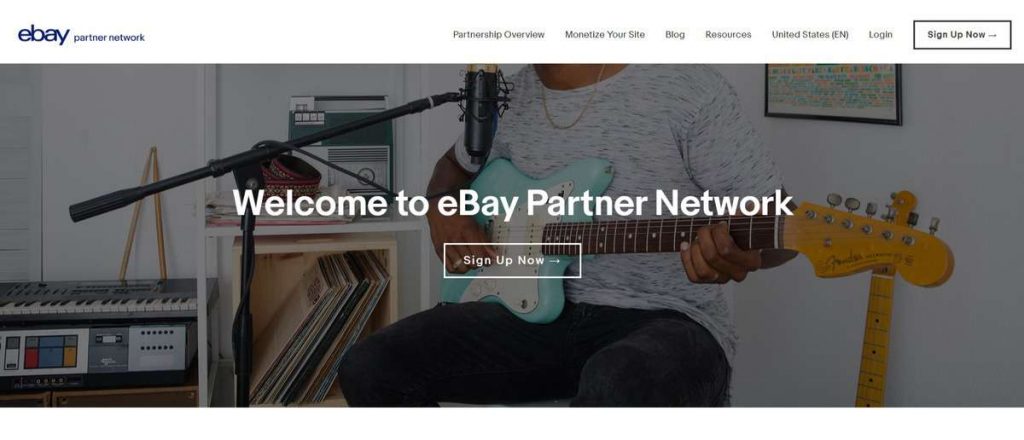 Página de inicio del programa de afiliados de la red de socios de Ebay