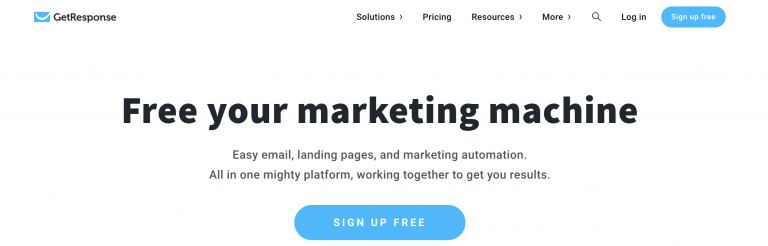 Página de inicio del servicio de marketing por correo electrónico GetResponse
