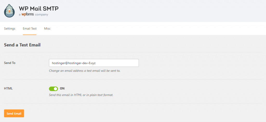 WP Mail SMTP Test Email Feature