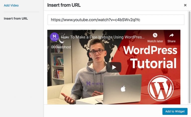 Incrustar video de Youtube en el widget de WordPress