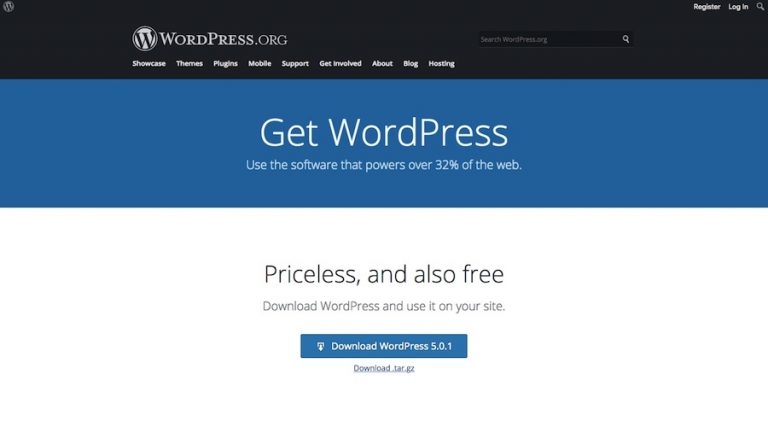 Página de descarga de WordPress