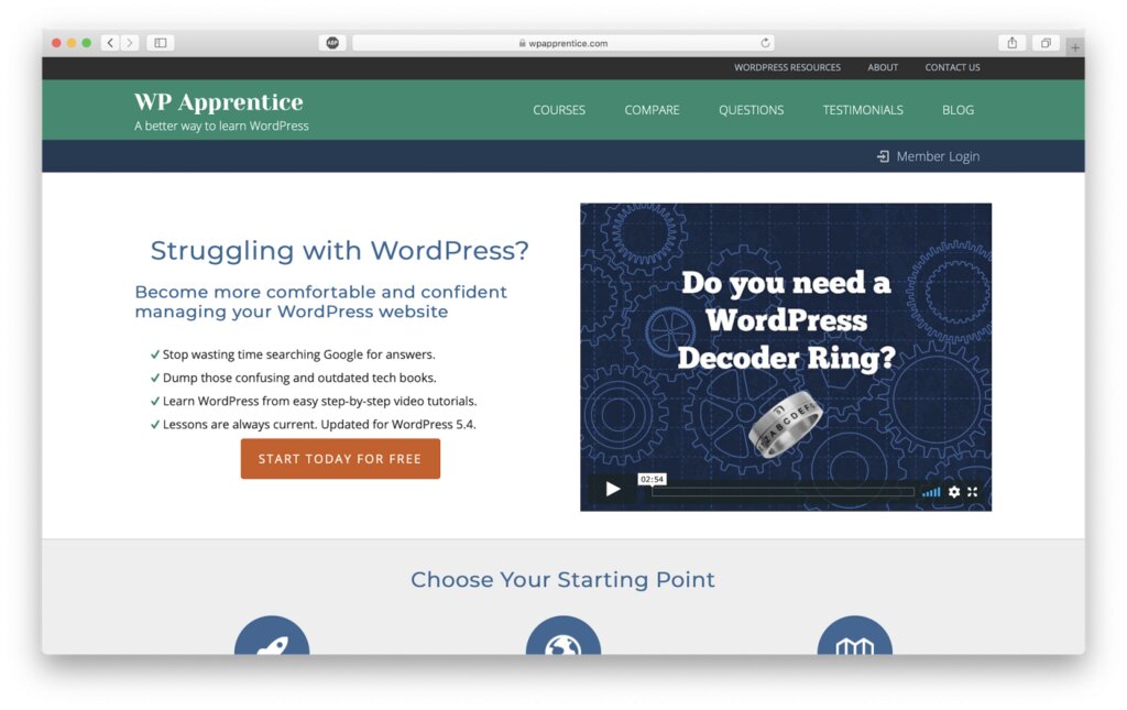 Sitio web de WPapprentice para ayudarte a aprender WordPress