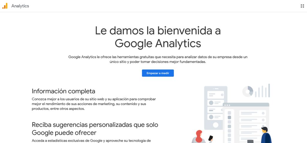 Página de Inicio de Google Analytics