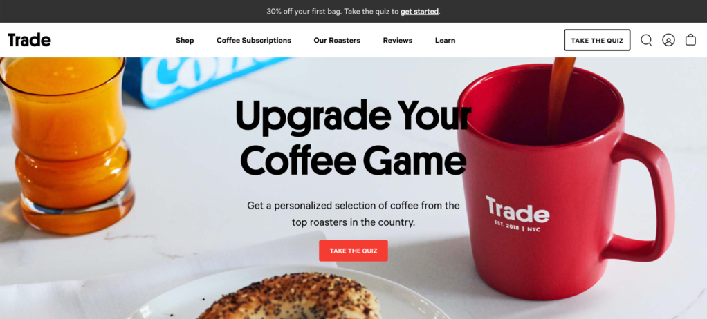Ejemplo de servicio de suscripción - Trade Coffee