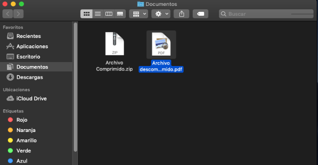 Archivo descomprimido en Mac