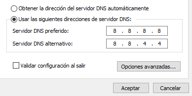 Cambiar los servidores DNS en Windows