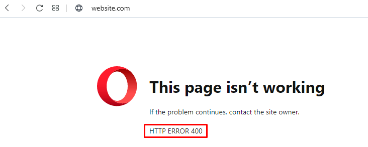 Error 400 en el navegador Opera