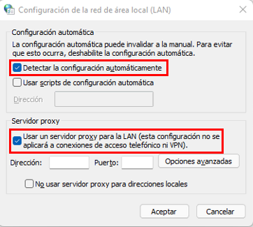 Configuración de la red de área local LAN