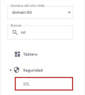 El botón SSL en hPanel