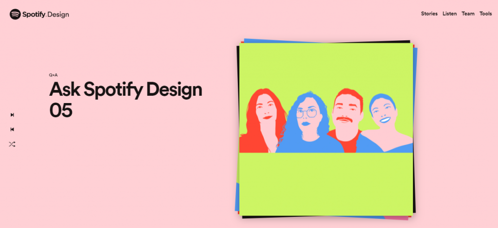 Página de visualización de Spotify Design
