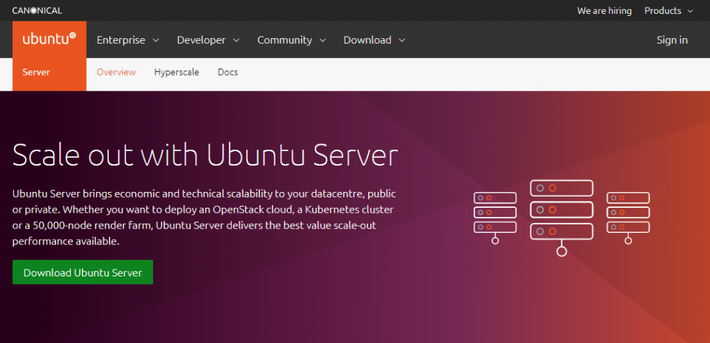 Página principal de Ubuntu Server