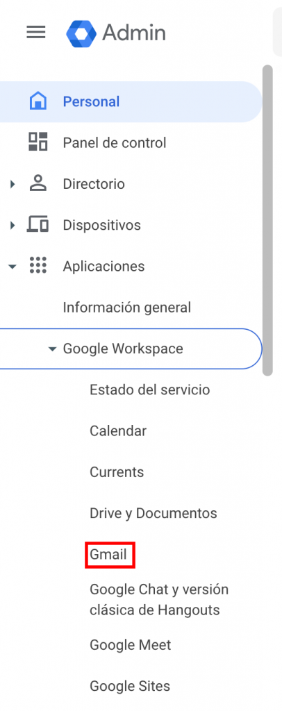 Botón de Gmail de Google Workspace