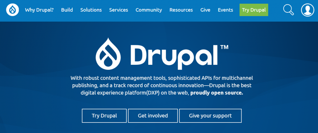 Interfaz de la página de Drupal
