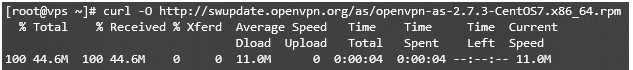 Muestra el comando para descargar el paquete OpenVPN