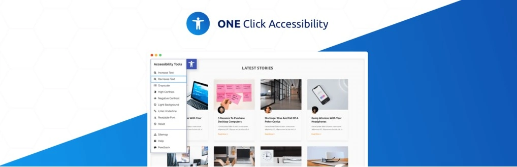 Vista de la página de wordpress para descargar el plugin One Click Accessibility