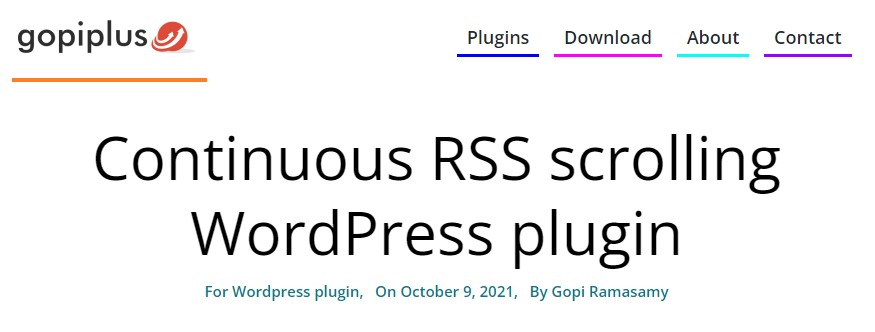 Sitio web del plugin Continuous RSS scrolling