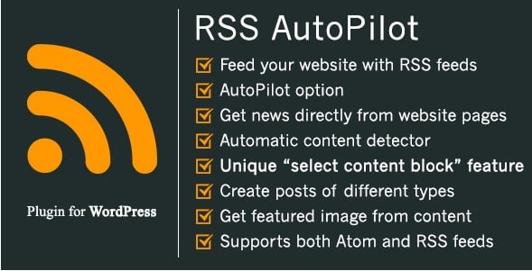 Listado de características del plugin RSS AutoPilot
