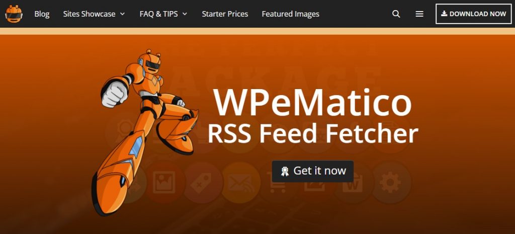 Página web de inicio del plugin WPeMatico RSS Feed Fetcher