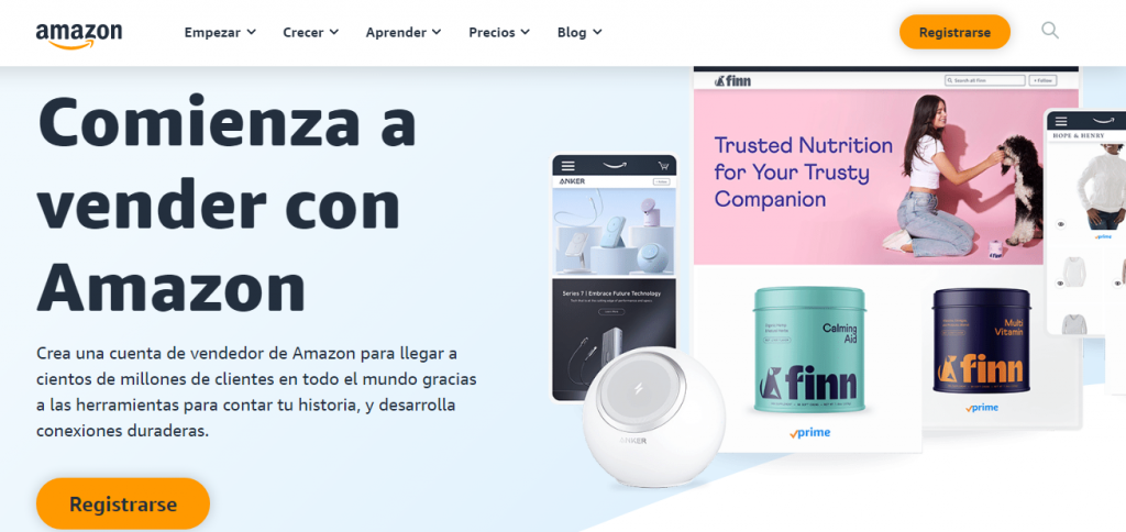 Página de inicio para los vendedores de Amazon