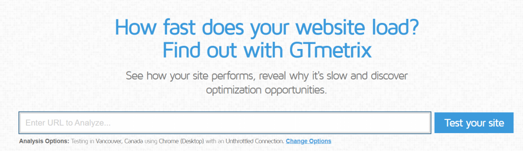Sitio web de GTMetrix