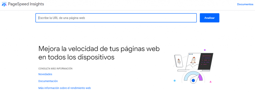 Sitio web PageSpeed Insights