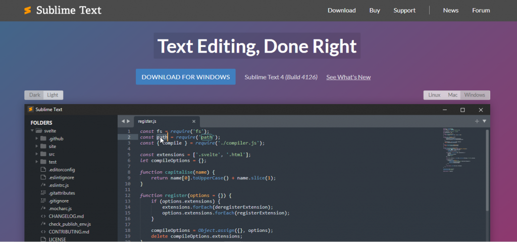 Sitio web de Sublime Text