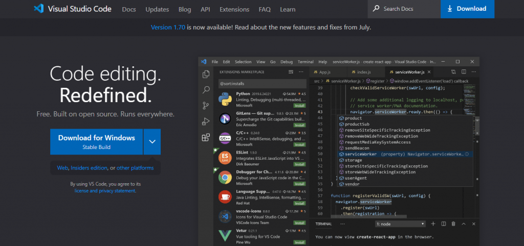 Sitio web de Visual Studio Code