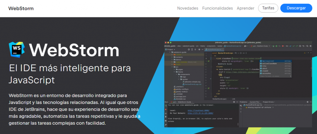 Sitio web de WebStorm