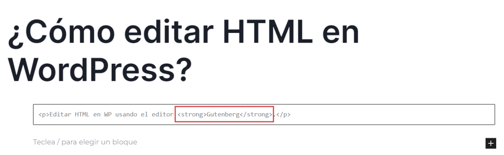 Edición de HTML en el nuevo editor de WordPress