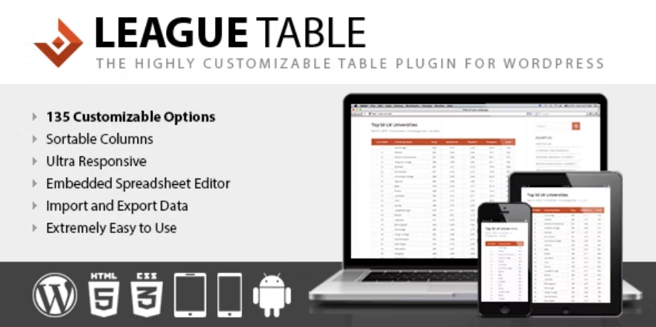 Plugin League Table de WordPress
