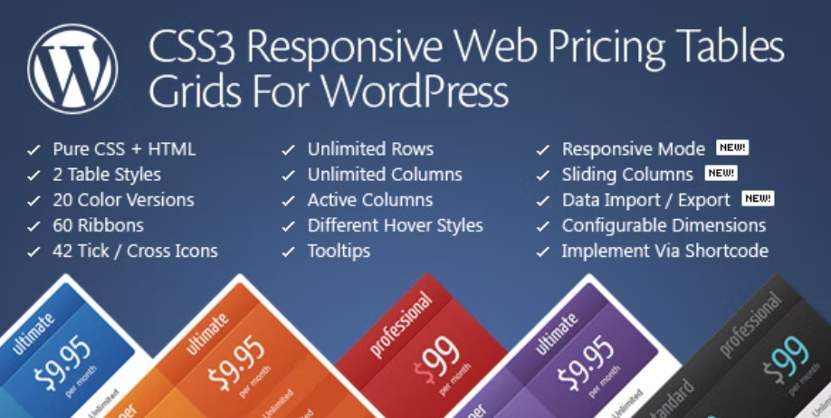 Plugin CSS3 Responsive WordPress Compare Pricing de WordPress