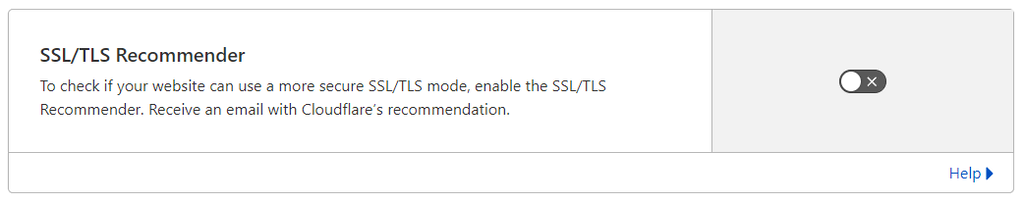 Opción de recomendación SSL/TLS para Cloudflare