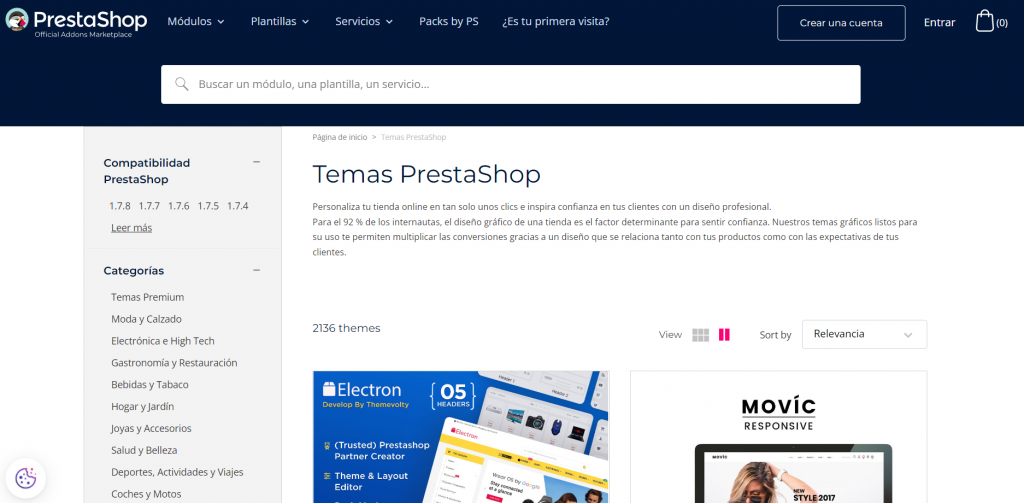 Marketplace de complementos de PrestaShop